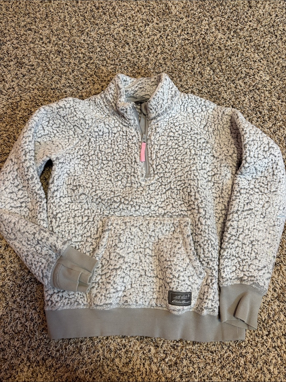 Eddie Bauer Light Gray Sherpa Half-Zip Hoodie